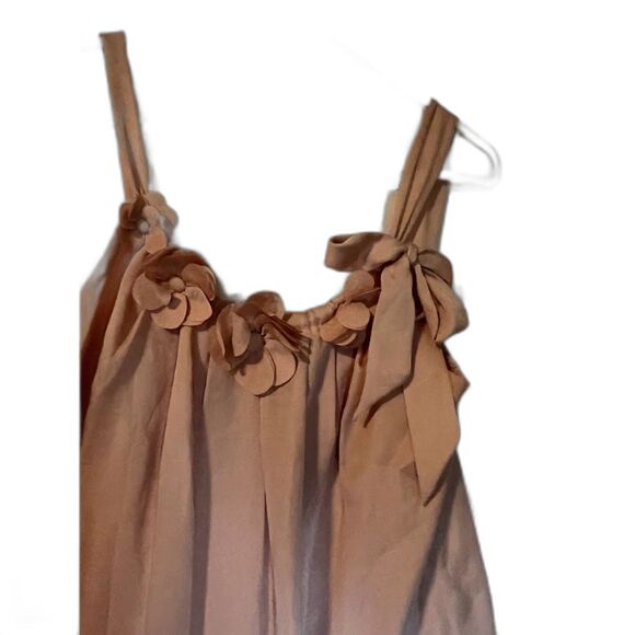 Loft Cottagecore Bohochic Light Pink Flower Applique Bow Lined Tank Top M - Picture 2 of 6